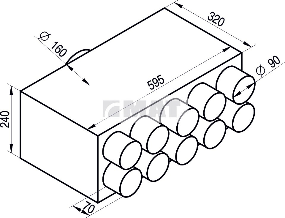 Obrázok 2 - Rozdelovací box priami 160/ 10*90